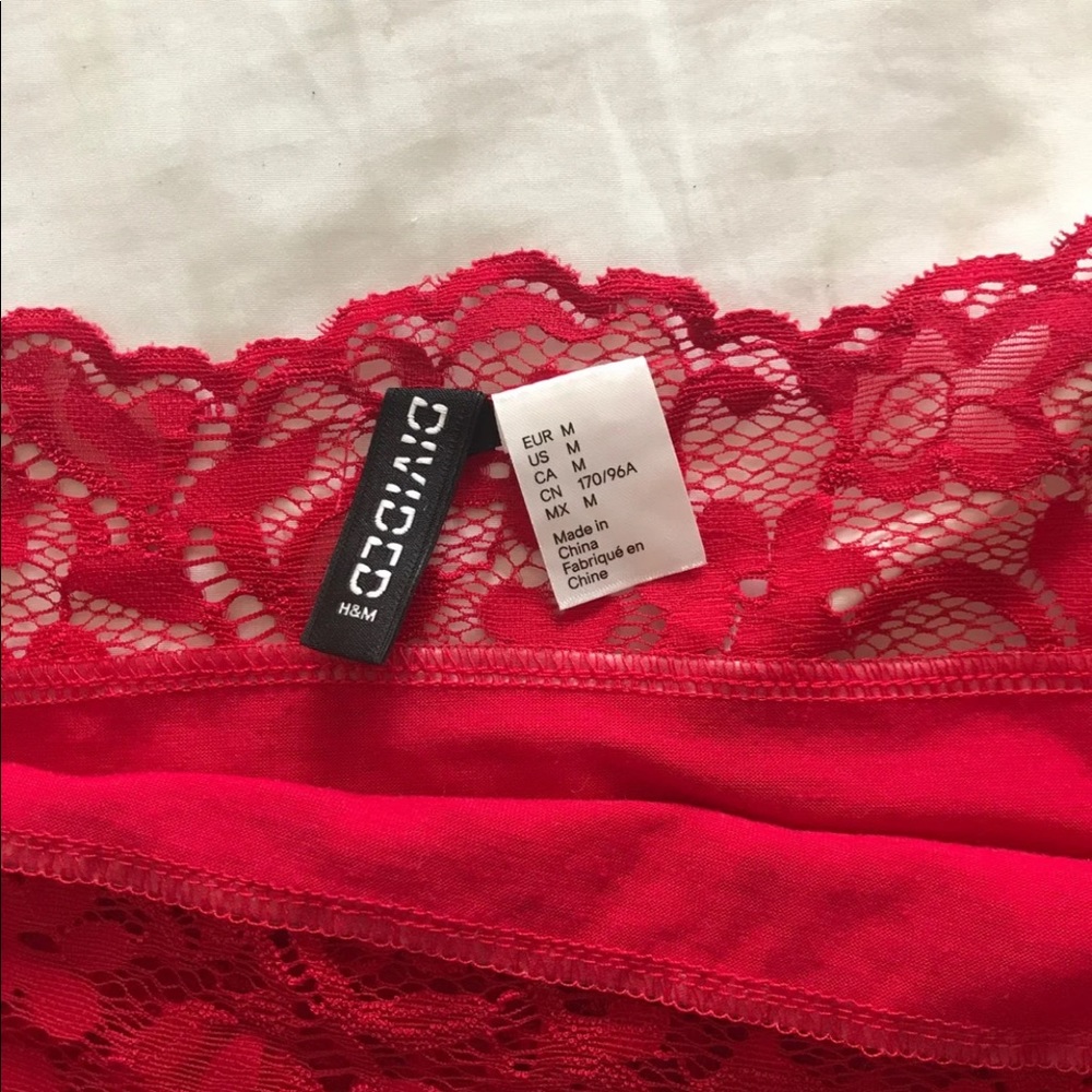 Red Lace Off Shoulder Top - Picture 3 of 3